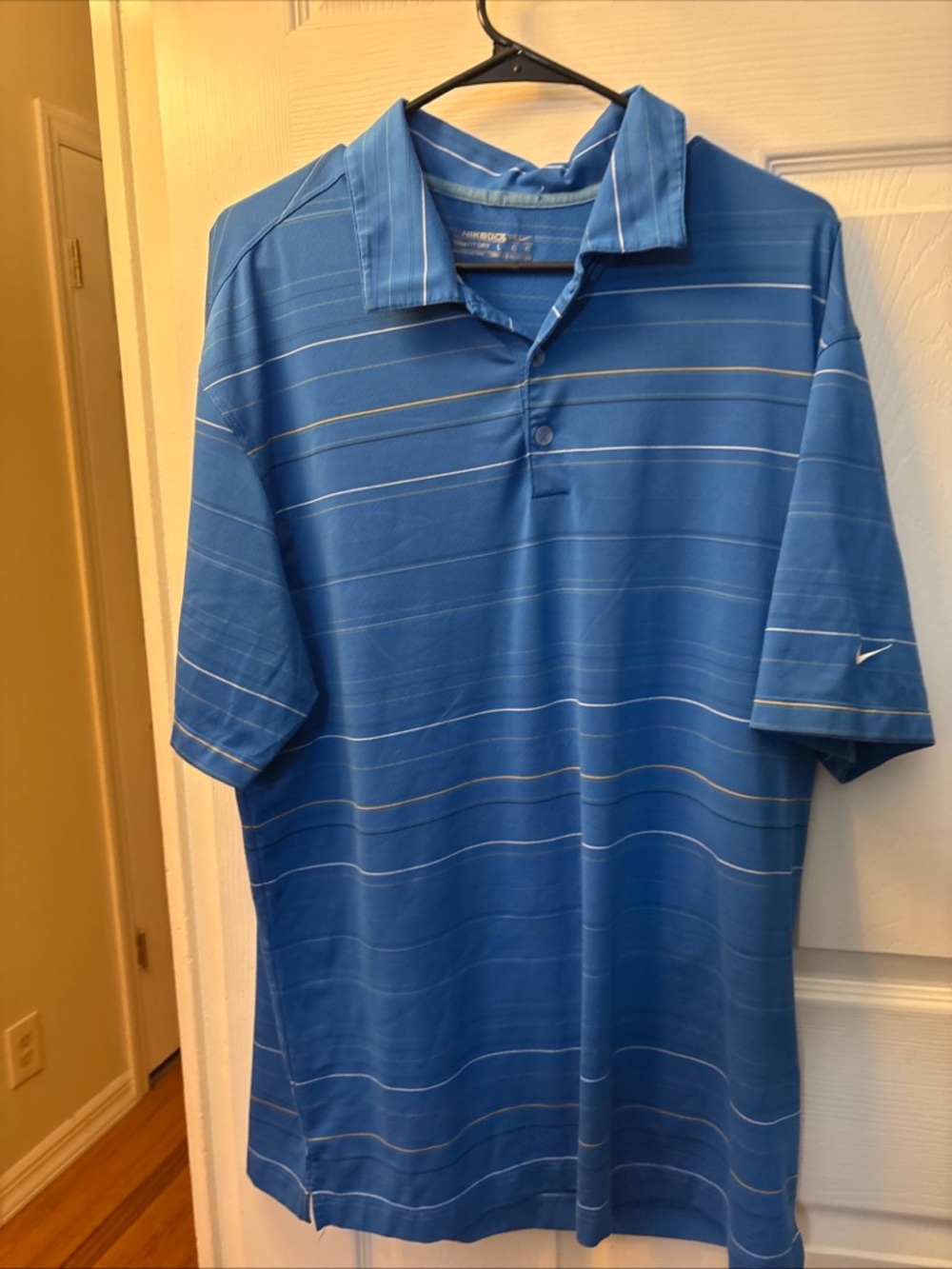 Nike Men's Blue Striped Performance Polo